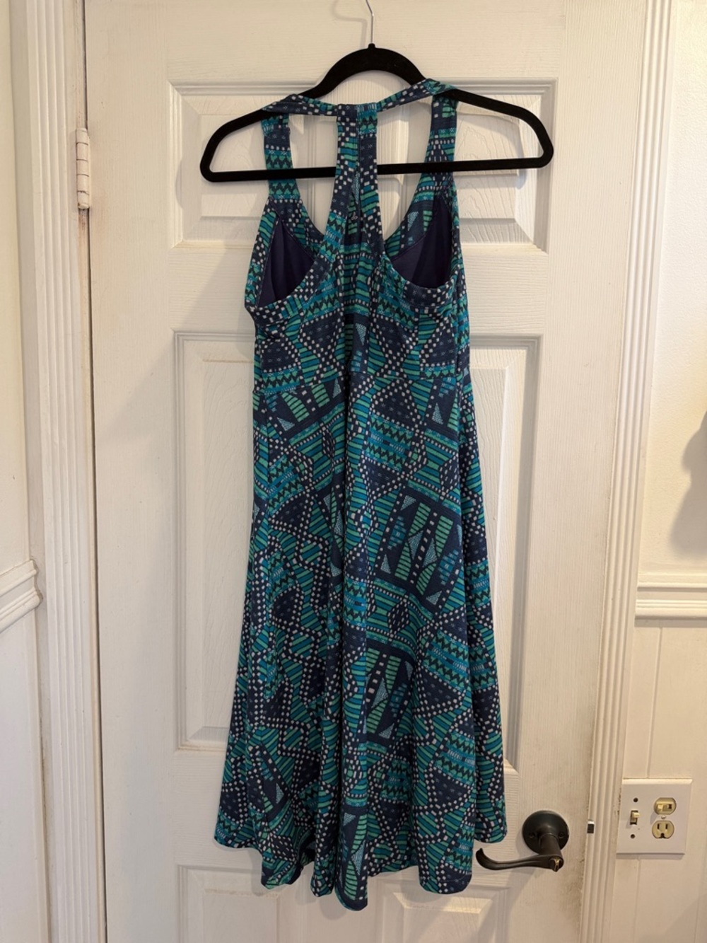 Prana Blue & Teal Geometric Racerback Midi Dress - Picture 3 of 4